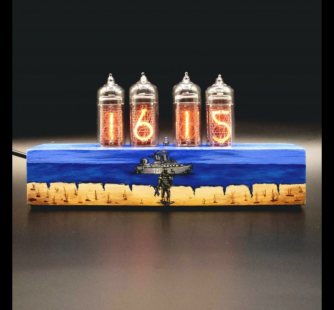 Authentic Handpainted Patriotic Ukrainian Collection Nixie Tube Clock Russian Warship Go F**K Yourself