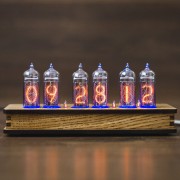 Authentic Nixie Tube Clock 6X IN-14 Vintage Nixie Star Clock with Replaceable Nixie Tubes Birthday Fathers Day Gift Idea