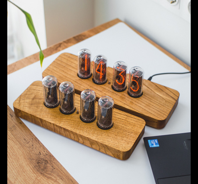 Authentic Nixie Tube Clock with Replaceable IN-18 Nixie Tubes | Motion Sensor Feature | Solid Wood Case | Visual Effects